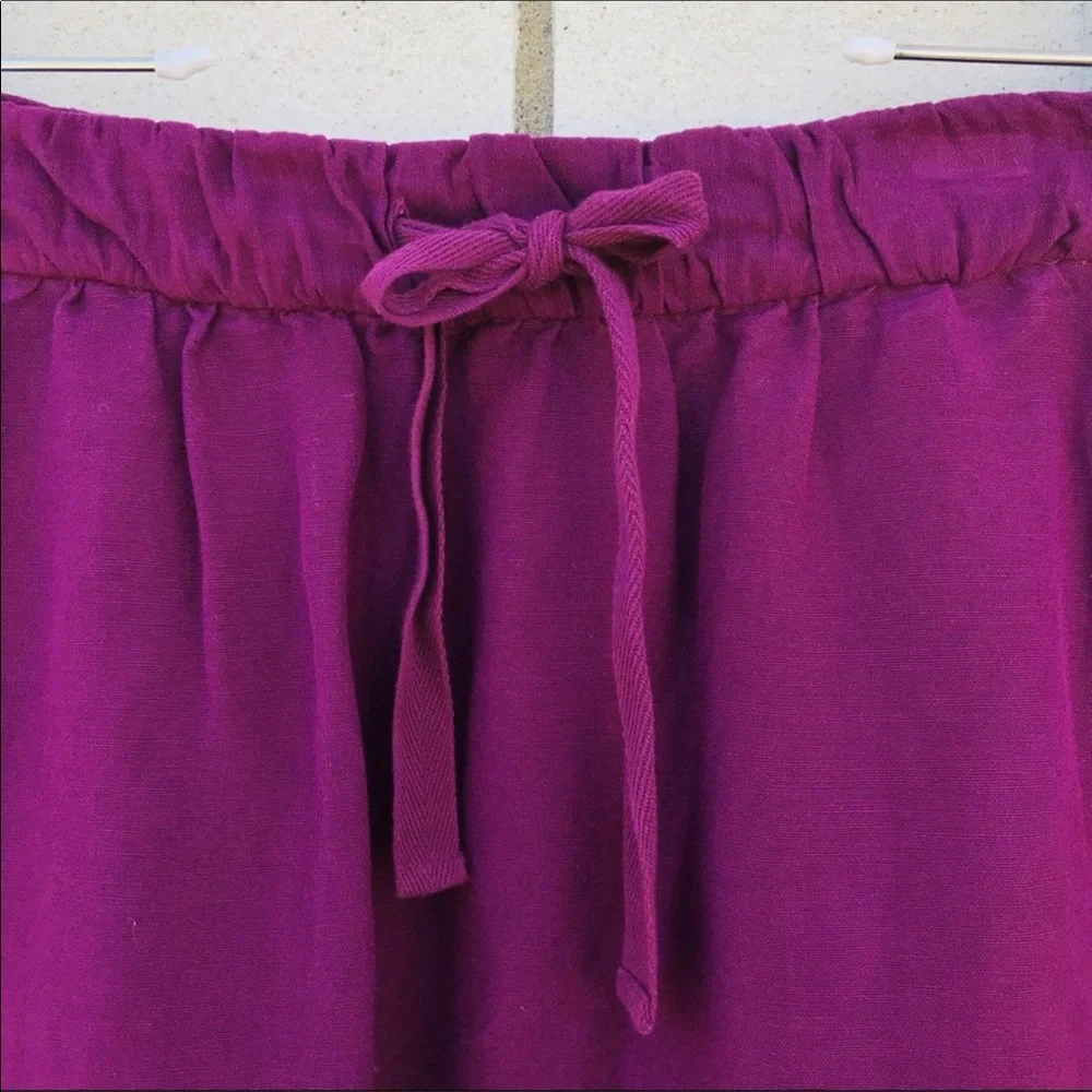 LOFT Raspberry Purple Linen‎ Drawstring Mini Skirt - Picture 3 of 5